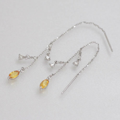 K10WGアクアマリン-ダイヤピアス